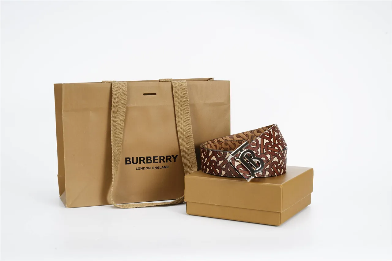 Burberry TB Ceinture Marron Beige Monogramme Cuir 7