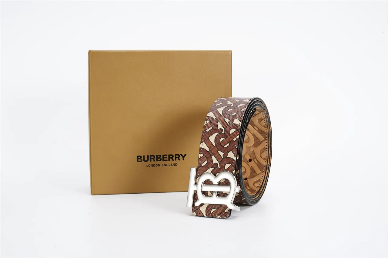 Burberry TB Ceinture Marron Beige Monogramme Cuir 8