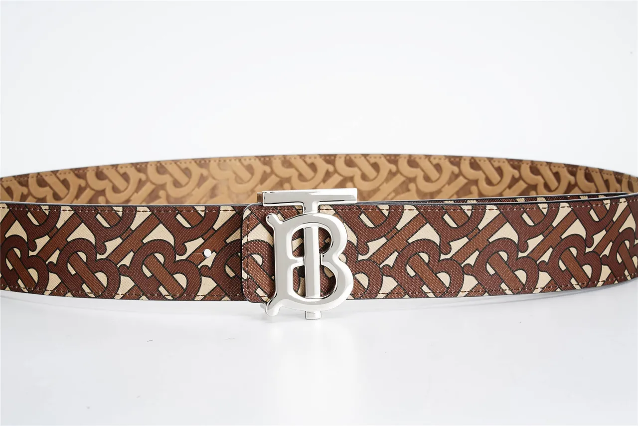 Burberry TB Ceinture Marron Beige Monogramme Cuir 9