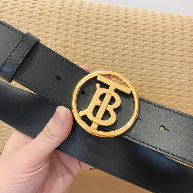 Burberry TB Ceinture Cuir Tan Boucle Monogramme Dorée Ceinture en Cuir 4