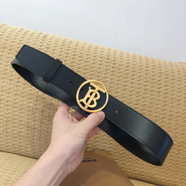 Burberry TB Ceinture Cuir Tan Boucle Monogramme Dorée Ceinture en Cuir 5