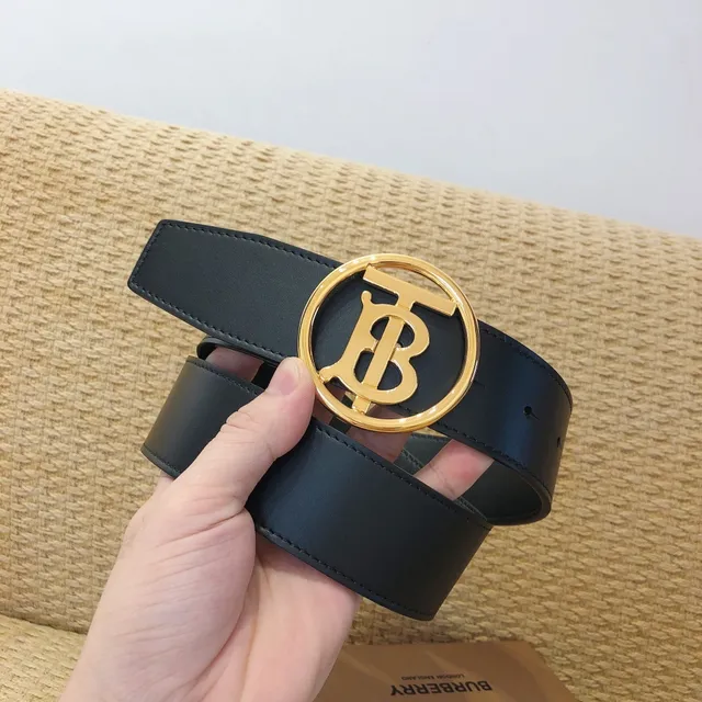 Burberry TB Ceinture Cuir Tan Boucle Monogramme Dorée Ceinture en Cuir 6
