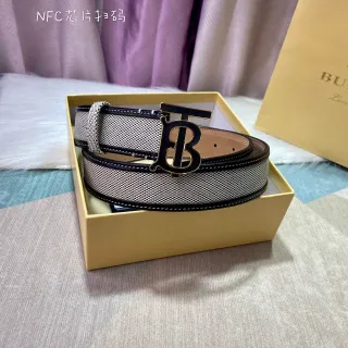 Burberry TB Monogram Belt Beige and Black Woven Leather Belt