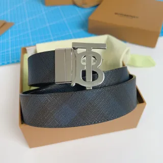 Burberry TB মনোগ্রাম চেক চামড়ার বেল্ট