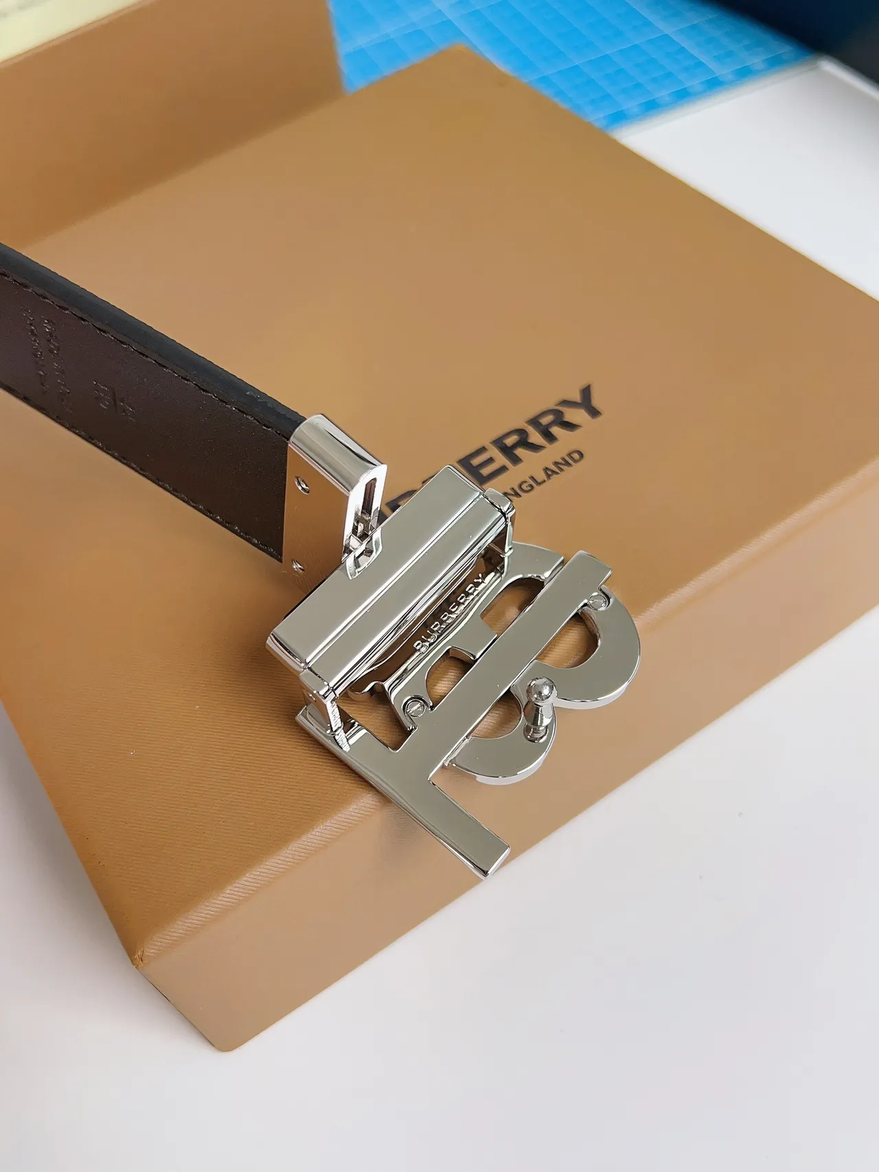 Burberry TB Monogram Check Leather Belt 5