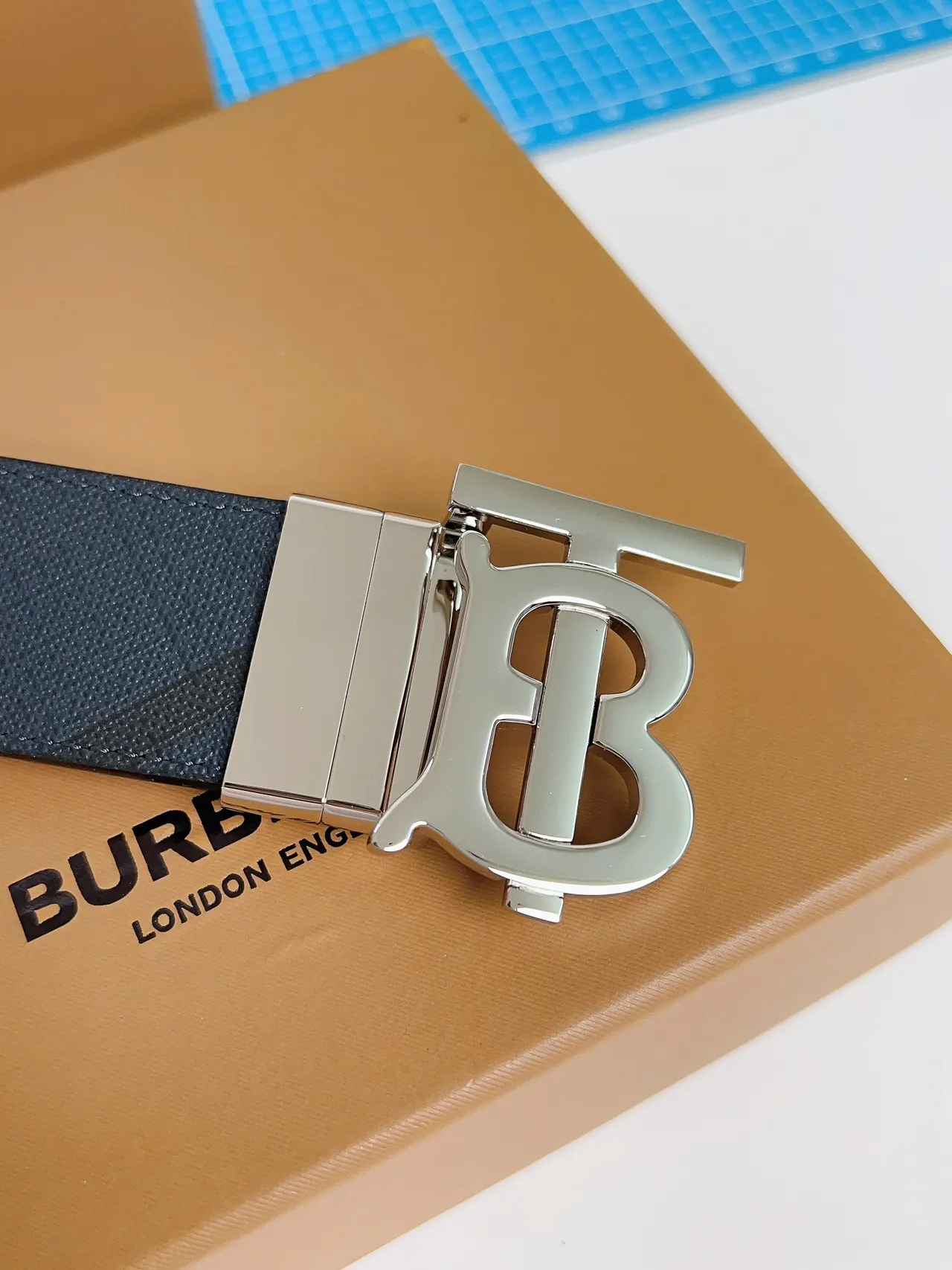Burberry TB Monogram Check Leather Belt 7