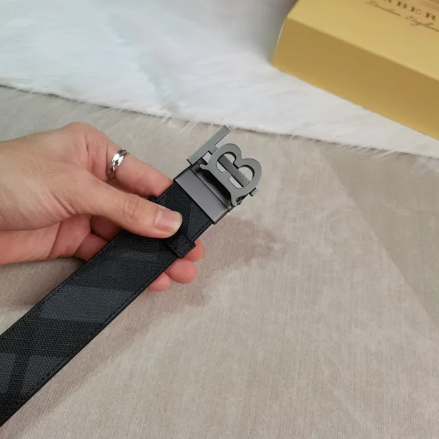 Burberry Thomas Burberry Monogram Belt Black Tonal Check Leather Belt 3