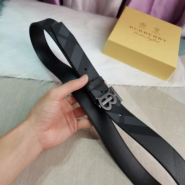 Burberry Thomas Burberry Monogram Belt Black Tonal Check Leather Belt 4