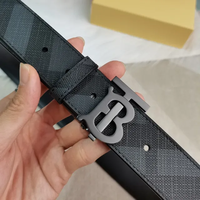 Burberry Thomas Burberry Monogram Belt Black Tonal Check Leather Belt 5