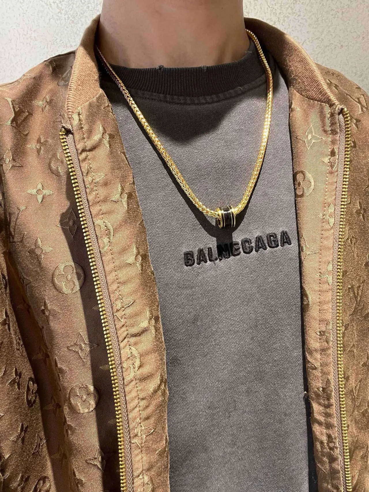 Bvlgari B.zero1 Collier chaîne de maillons de blé tressés noirs dorés en forme de baril avec pendentif 8