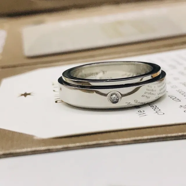 Bvlgari B.zero1 Gold Black Stacked Rotating Bands Engraved Interior Ring 7