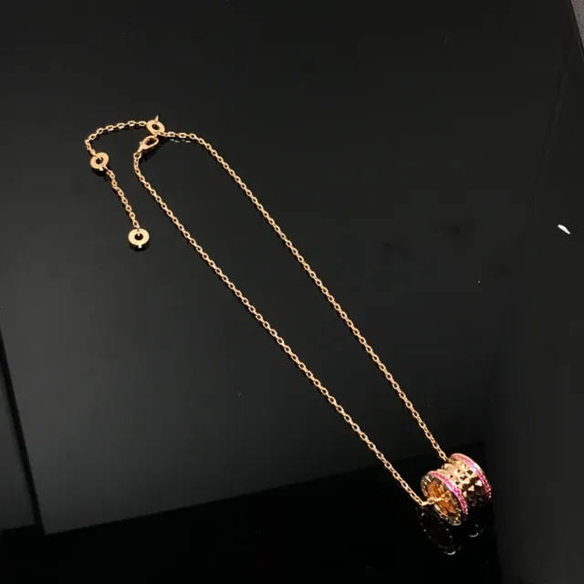 Collier Bvlgari B.zero1 Or Rose Pendentif Bague Empilée Gemmes Pavé 2