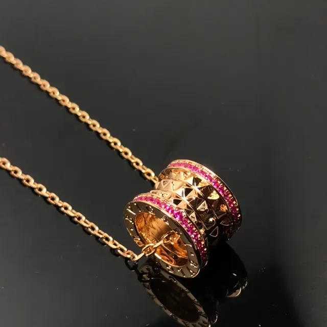 Collier Bvlgari B.zero1 Or Rose Pendentif Bague Empilée Gemmes Pavé 3