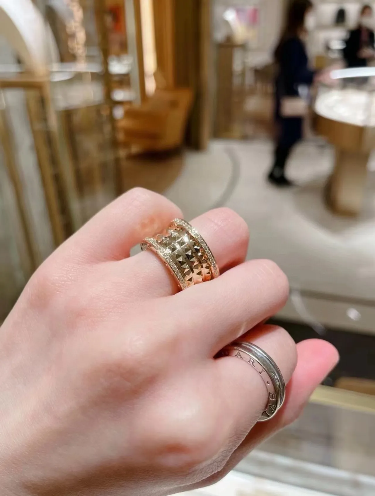 Bvlgari B.zero1 Multi-Band Pavé and Pyramid Ring 4