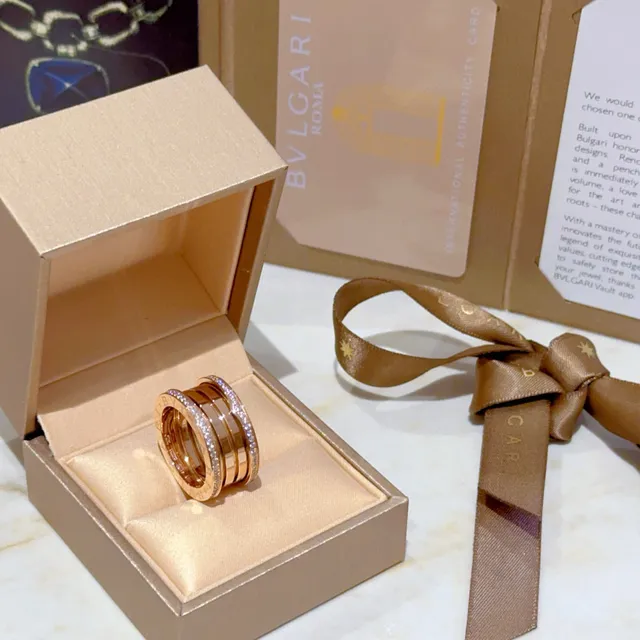 Bvlgari B.zero1 Multi-Band Pavé-Set Rose Gold Ring 9