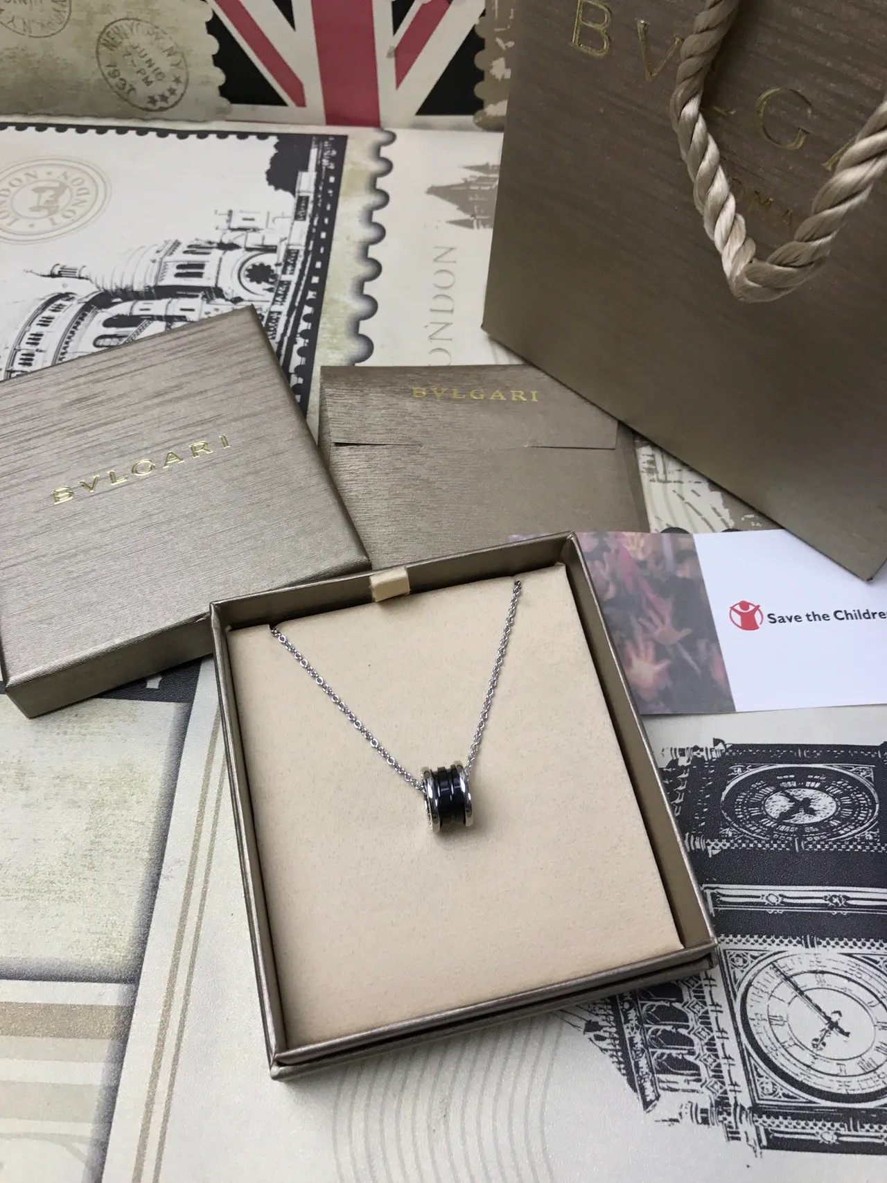 Bvlgari B.zero1 Rock قلادة سيراميك أسود وماس 13