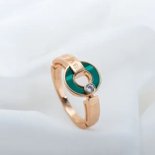 Bvlgari B.zero1 Rose Gold Malachite and Diamond Ring