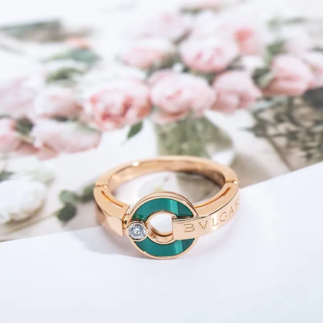 Bvlgari B.zero1 Rose Gold Malachite and Diamond Ring 3
