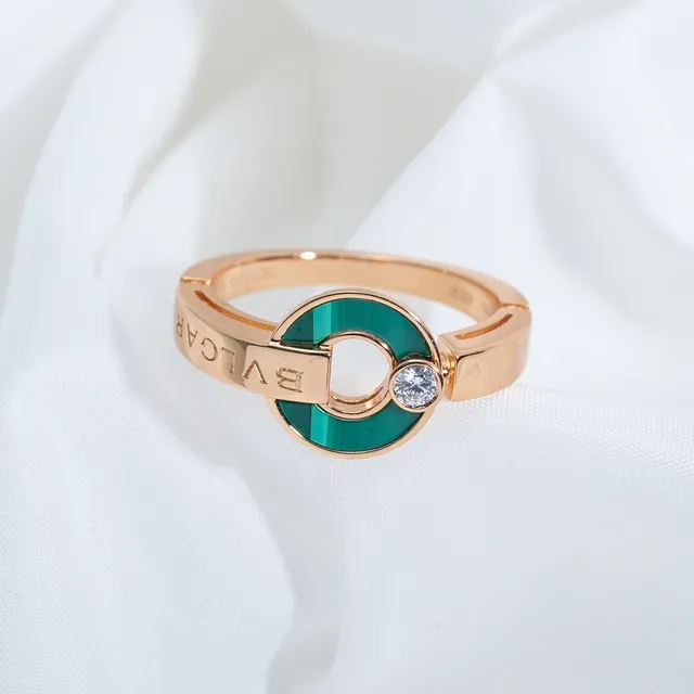 Bvlgari B.zero1 Rose Gold Malachite and Diamond Ring 4