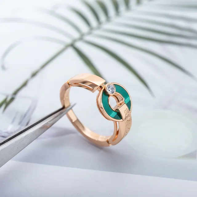 Bvlgari B.zero1 Rose Gold Malachite and Diamond Ring 6