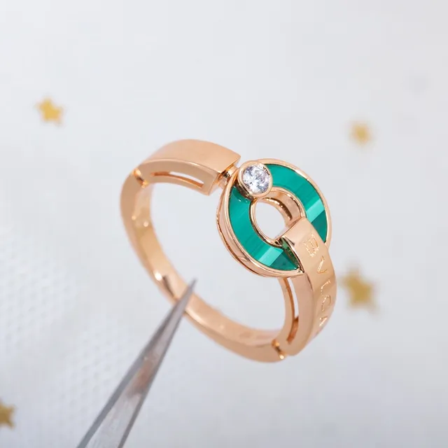 Bvlgari B.zero1 Rose Gold Malachite and Diamond Ring 8