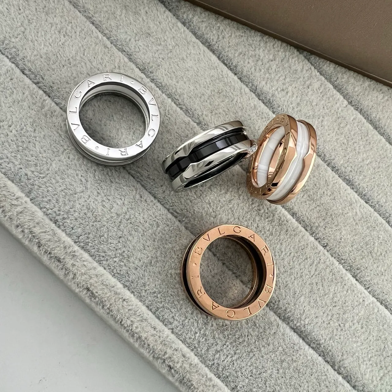 Bvlgari B.zero1 Triple-Band Ceramic Inlay Ring 5