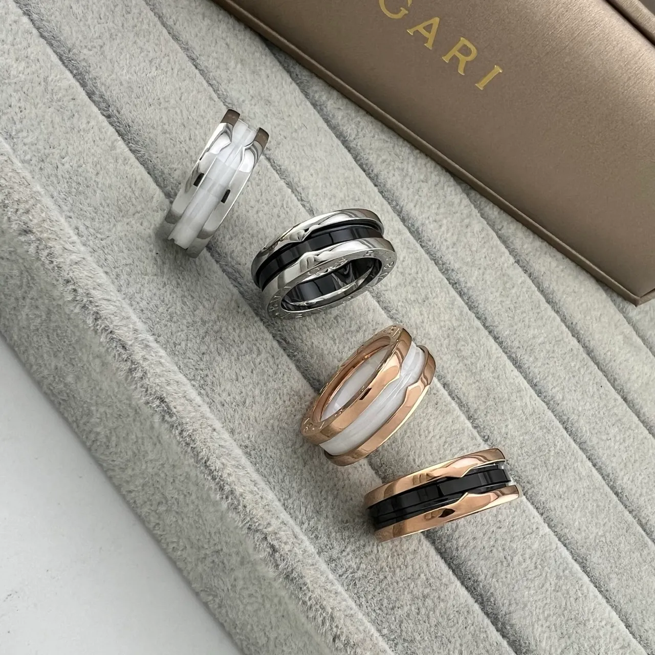 Bvlgari B.zero1 Triple-Band Ceramic Inlay Ring 7