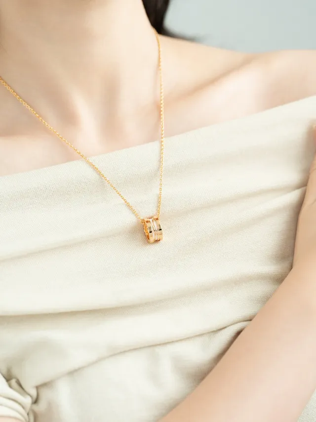 Bvlgari B.zero1 Triple Ring Ceramic Inlay Necklace 2