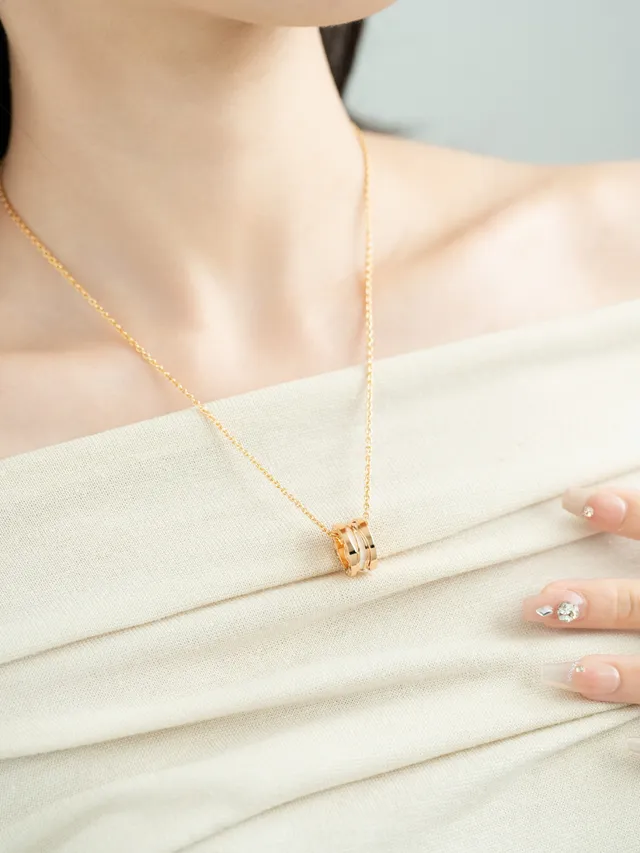 Bvlgari B.zero1 Triple Ring Ceramic Inlay Necklace 3