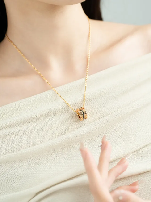 Bvlgari B.zero1 Triple Ring Ceramic Inlay Necklace 6