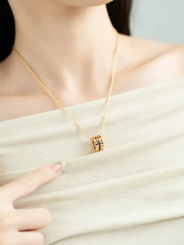 Bvlgari B.zero1 Triple Ring Ceramic Inlay Necklace 7
