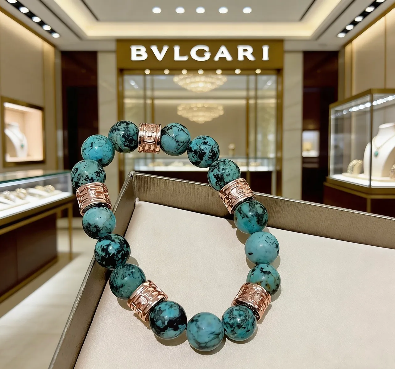 Bvlgari Bracelet Turquoise et Or Rose Perlé 2