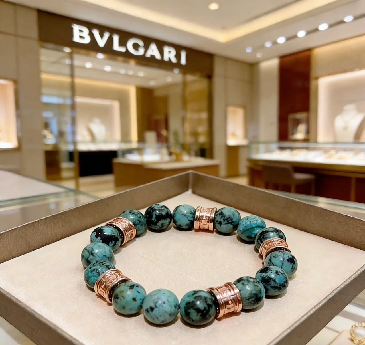 Bvlgari Bracelet Turquoise et Or Rose Perlé 3