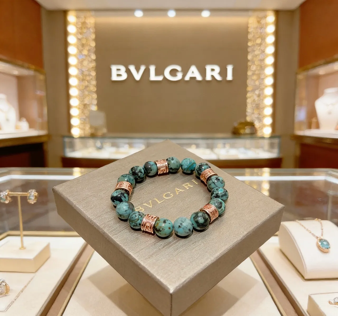 Bvlgari Bracelet Turquoise et Or Rose Perlé 6