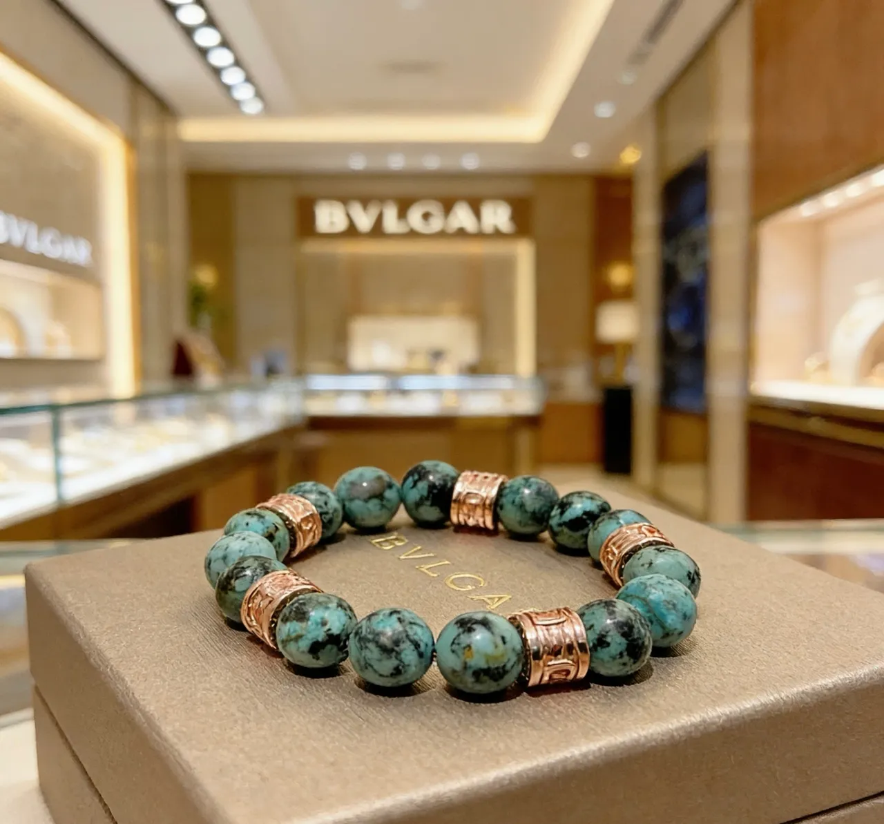Bvlgari Bracelet Turquoise et Or Rose Perlé 7