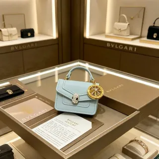 Bvlgari Blue Gold Mini Top-Handle Flap Closure Tote Bag
