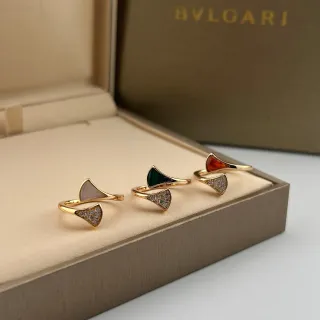 Bvlgari Divas’ Dream Fan Motif Gold-Tone Multi-Stone Open Rings