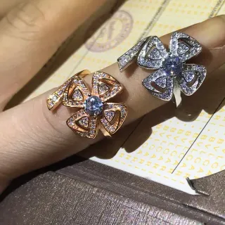 Bvlgari Fiorever Floral Pavé-Set Blue Gem Ring