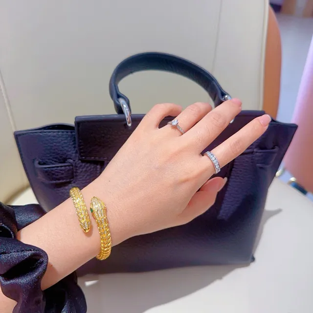 Bvlgari সোনার সবুজ লিপটে সাপ Pavé-Set ব্রেসলেট 8