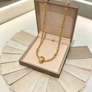 Bvlgari Gold Silver Chain Rectangular Link Necklace