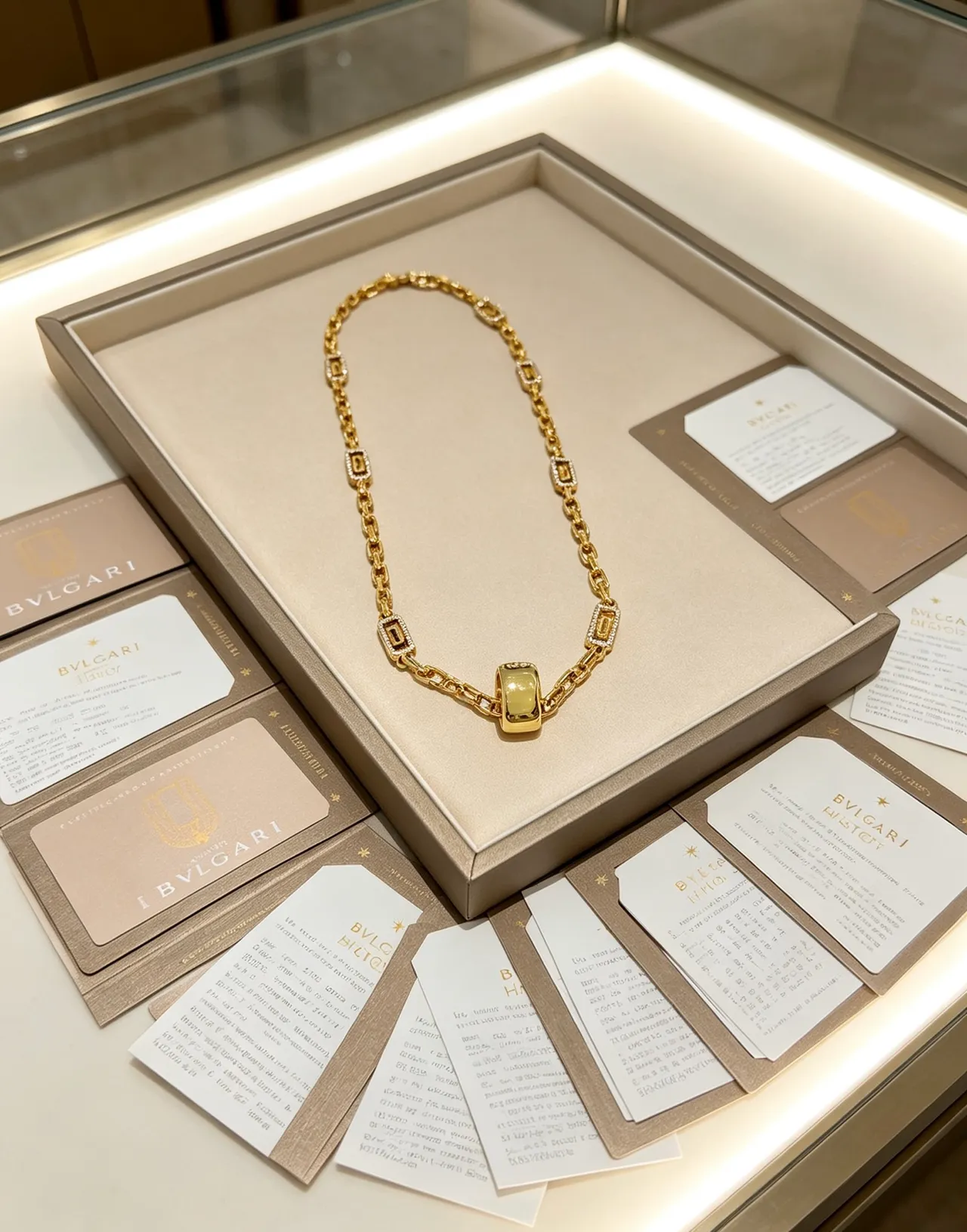 Bvlgari Gold Silver Chain Rectangular Link Necklace 6