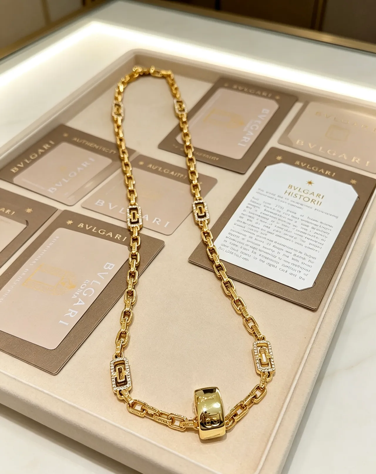 Bvlgari Gold Silver Chain Rectangular Link Necklace 9