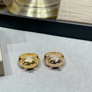 Bvlgari সোনা রূপা ব্যান্ড রিং অ্যাভাল ডোম সেন্টারপিস ডাবল কার্ভড প্যাভে ডায়মন্ড