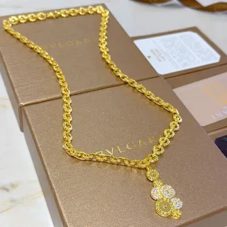 Bvlgari Gold Silver Textured Rope-Link Chain Cascading Circular Coin-Style Pendant Necklace