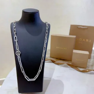 Bvlgari Rectangular Link Pavé Necklace