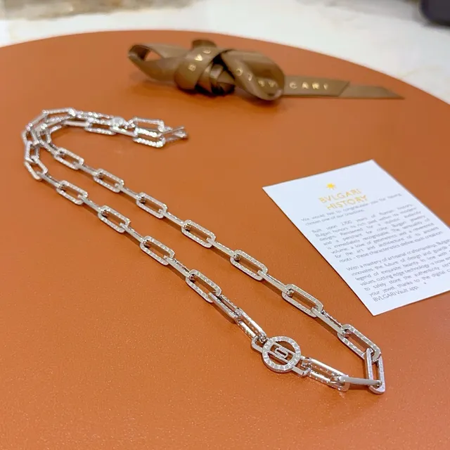 Bvlgari Rectangular Link Pavé Necklace 3