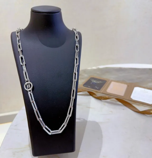Bvlgari Rectangular Link Pavé Necklace 4