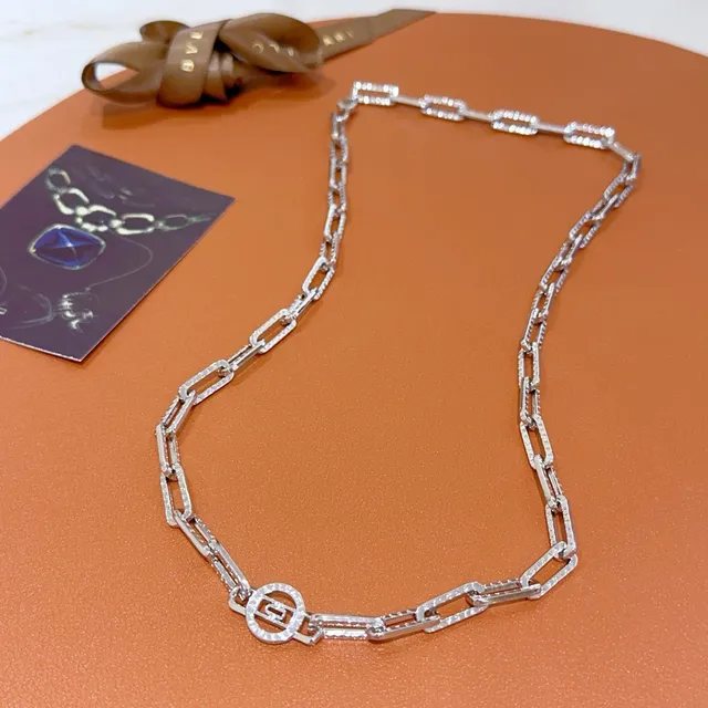Bvlgari Rectangular Link Pavé Necklace 7