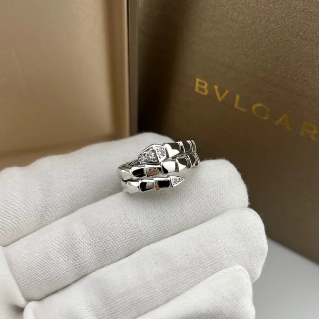 Bvlgari Serpenti Coiled Scale Pavé Head Rings 3