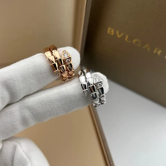 Bvlgari Serpenti Coiled Scale Pavé Head Rings 4